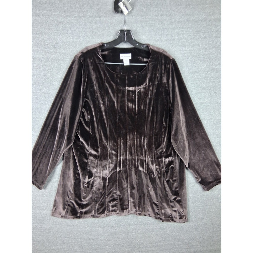 Soft Surroundings Womens Shirt 2X Black Velvet Tunic Opulent‎ Luxury Retro Glam